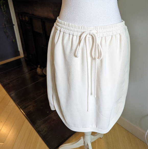 J.Crew Women's 12 Tall Ivory White Round Hem Pull On Skirt Drawstring Waist - Picture 1 of 11